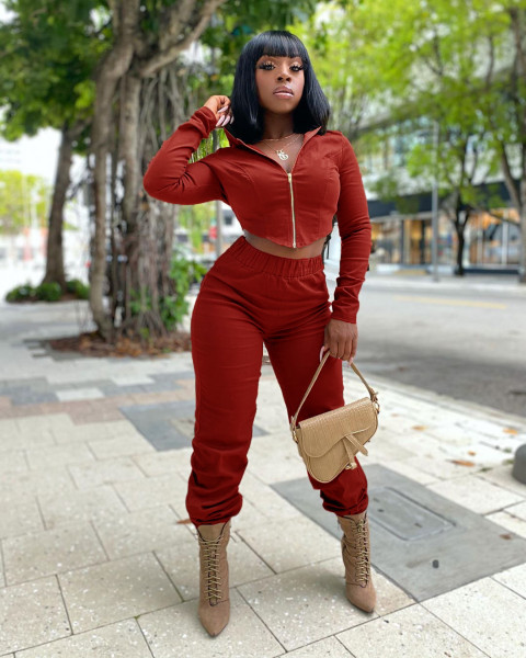 Womens wholesale navel hooded sweater two-piece suit LML180