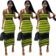 Slim Bodycon Ladies Stripe Sleeveless Pencil Dress E8350