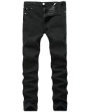 Slim feet elastic black pants Slim mens high elastic pure black denim pants TX818