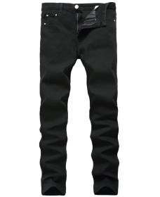 Slim feet elastic black pants Slim mens high elastic pure black denim pants TX818