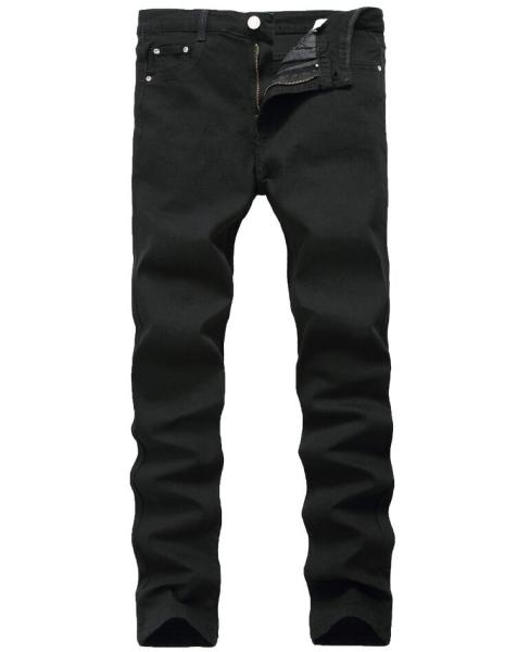 Slim feet elastic black pants Slim mens high elastic pure black denim pants TX818