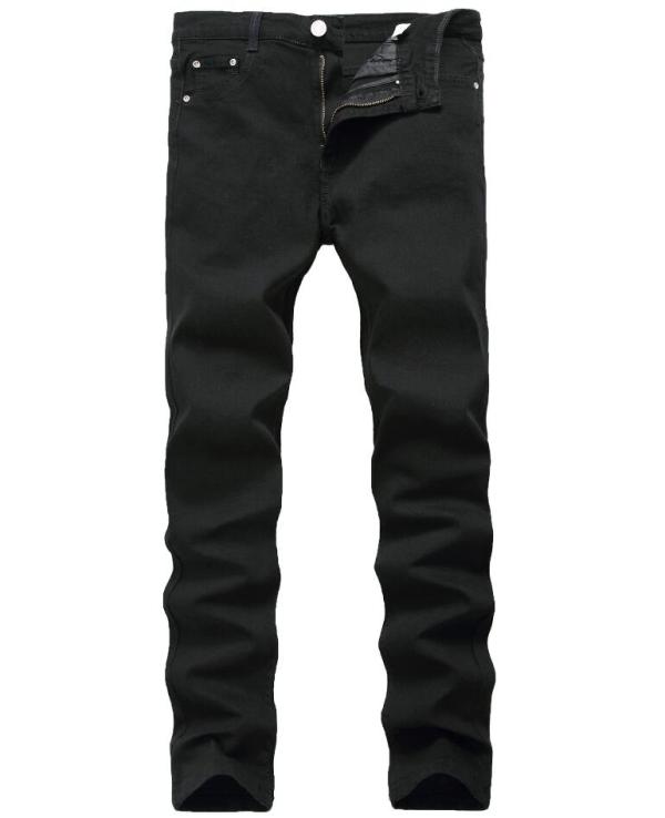 Slim feet elastic black pants Slim mens high elastic pure black denim pants TX818