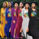 Leisure Lip Printing Long Sleeves Hooded Split Dress ALS130