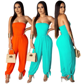 Loose Dew Shoulder Harem Pants Pleated Jumpsuit ML7205