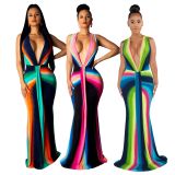 Sexy Hot Digital Printed V-Neck Dress SMR9200