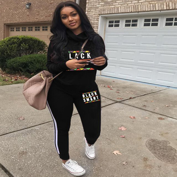 Autumn Long Clothes Letters Printing Track Suits D8205
