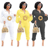 Elegant Plain Color V Collar Flares Sleeves Bodycon Jumpsuit BLX7331