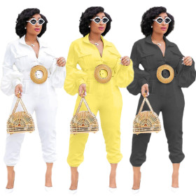 Elegant Plain Color V Collar Flares Sleeves Bodycon Jumpsuit BLX7331