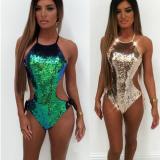 Gradient AB face sequins foreign trade one-piece bikini triangle swimsuit QS-1201