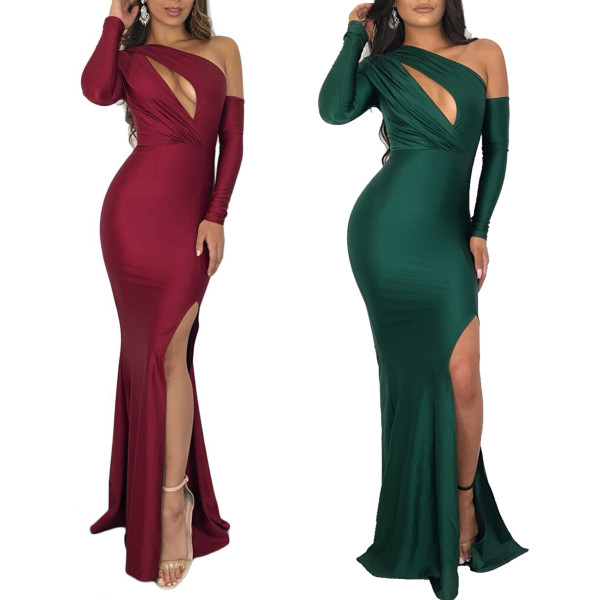 Sexy Irregular Solid Color Bodycon Maxi Dresses FZ5512
