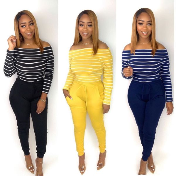 Women's fashion stripe explosion two-piece women KSN5107