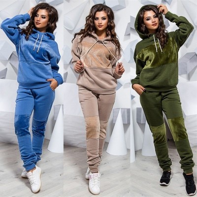 Ladies New Arrival Pure Color Autumn Winter Hooded Outfits YY9906