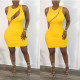Casual Solid Color Round Neck Strapless Bodycon Dress QZ6089