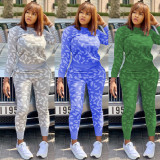 Long Sleeves Hoodie Women Pants Spots Printed Track Suits HR8060
