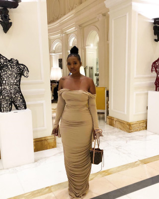 Elegant Tight Pleated Backless Maxi Dress For Party C1063