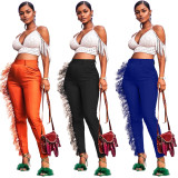 Wholesale Sweet Pure Color Leisure Tassel Pencil Pants ORY5138