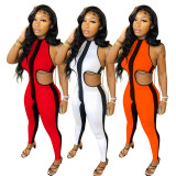 Sexy tight-fitting open back strappy jumpsuit ED8283