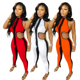 Sexy tight-fitting open back strappy jumpsuit ED8283