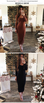 Sexy crew neck long sleeve comfortable striped dress ZC2836