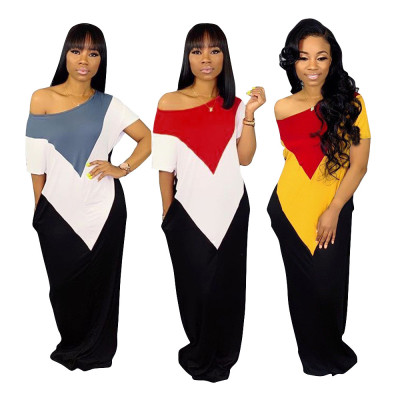 Leisure Comfy Summber Color Block Loose Dress TRS930
