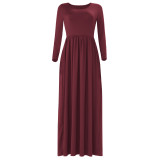 Bodycon Solid Cotton Nip-Waisted Maxi Dresses WMZ1888