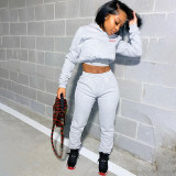 Women's New Navel Bare Hooded Sports Casual Suit A20204T