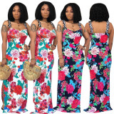 Holiday Ladies Floral Printing Condole Belt Maxi Dress TRS922