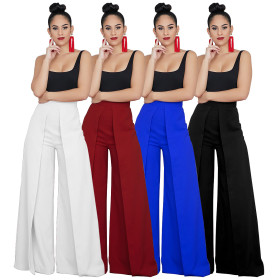Solid High Waist Wide Leg Pants ZS0155