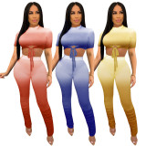 Gradient temperament buttocks slim Slim two-piece set Q522