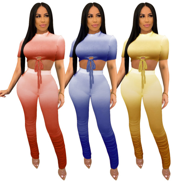 Gradient temperament buttocks slim Slim two-piece set Q522