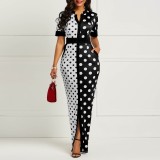 Polka Dot?Women Split Long Dress For Daily Wear JY6629