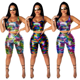New Design Popular Bodycon Sequin Shorts Suits SN3546