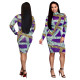 Fashion Colorful Print Slim Midi Dress SMR9155