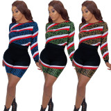 Hot Printing Patchwork Women Bodycon Sets For Daily Wear YX9132