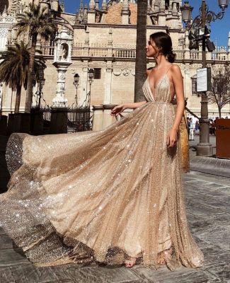 Sexy V-neck dress with long dress YL1201