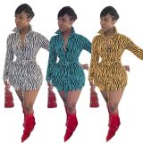 Office Ladies Polo Collar Shirt Short Printing Dress ARM8051