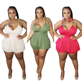 Strapless backless solid color sexy fake two-piece hakama suit YF1156