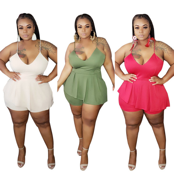 Strapless backless solid color sexy fake two-piece hakama suit YF1156