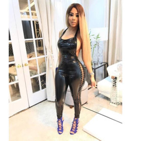 Sexy halter openwork lace jumpsuit DF0699
