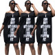 Leisure Women Letters Printing Strapless Dress YX9042
