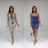 Sexy Deep V Off Shoulder Slim Long Sleeve Dress YS329
