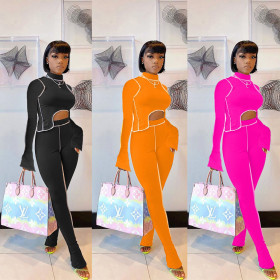 Autumn new women's personality line slim sports suit MR2053