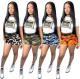 Short sleeve T-shirt camouflage shorts two-piece women B1964