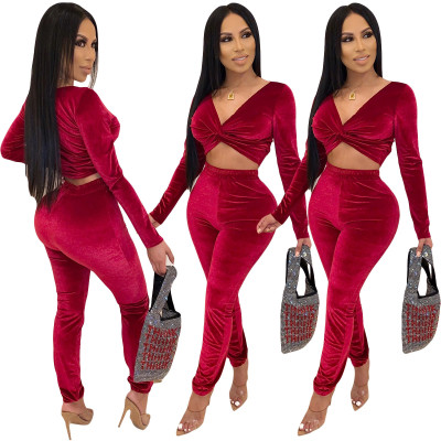 Korean velvet warm sexy long sleeve suit YY5132
