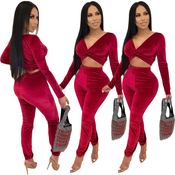Korean velvet warm sexy long sleeve suit YY5132