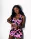 Pink Dotted Print Character Lace Up Top LML021