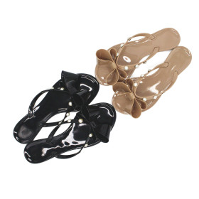 Bow sandals and slippers female beach shoes solid color flip flops jelly sandals QF286-1