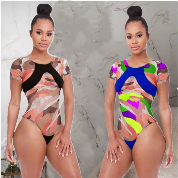 Fashion Women Short Sleeves One-Piece Bodycon Swimwear MDF5062