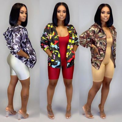 Long sleeve pocket camouflage printed casual jacket YM8505