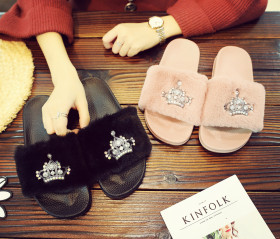 Autumn and winter fashion crown fur shoes non-slip wear-resistant wild QF288-3